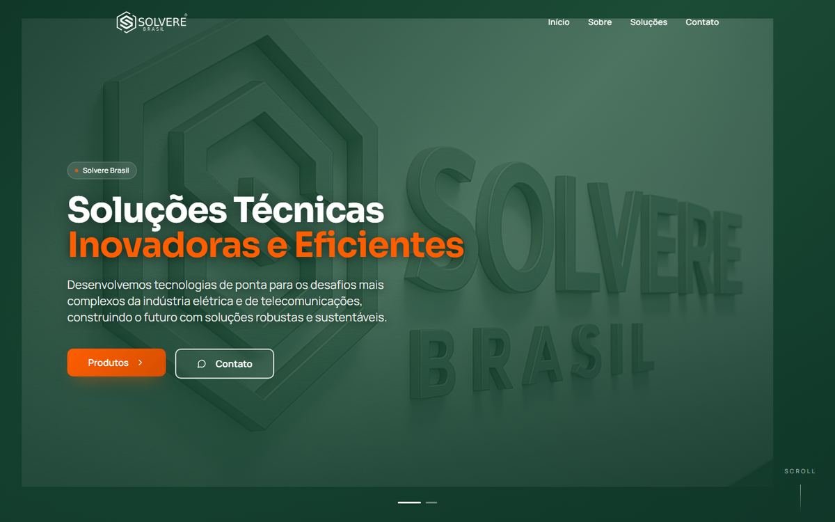 Página inicial do site da Solvere Brasil